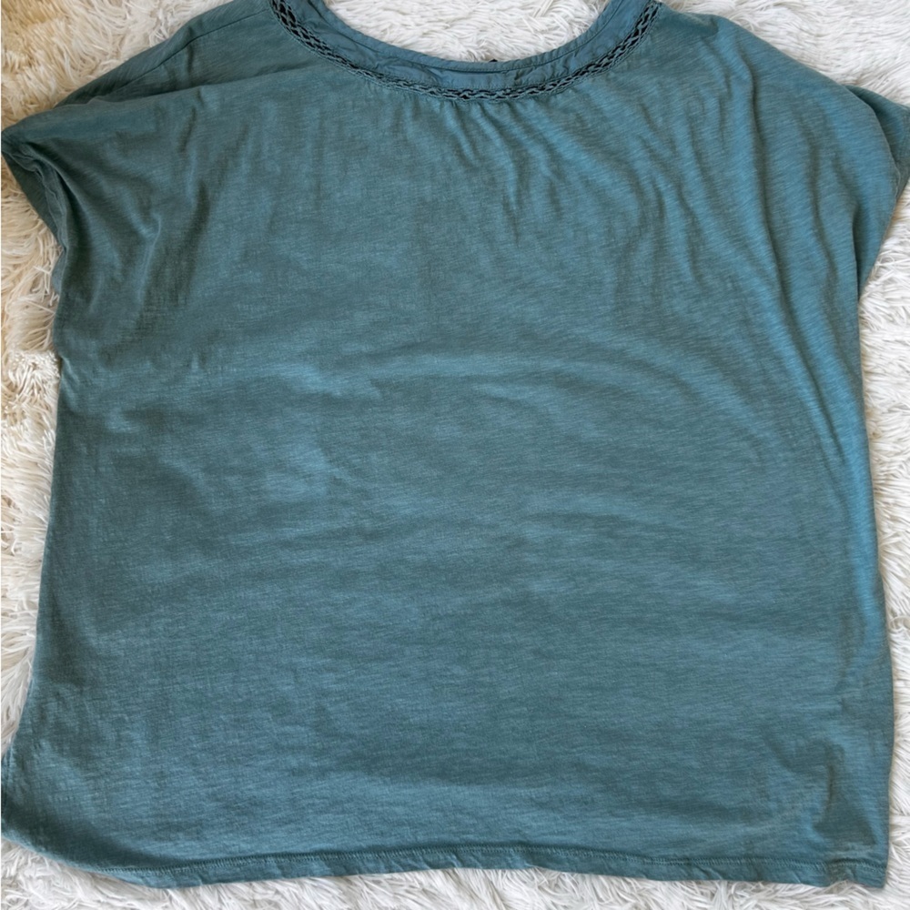 Gloria Vanderbilt Womens Aqua Short Sleeve Top Size XXL♥️5/25$ - Picture 7 of 8